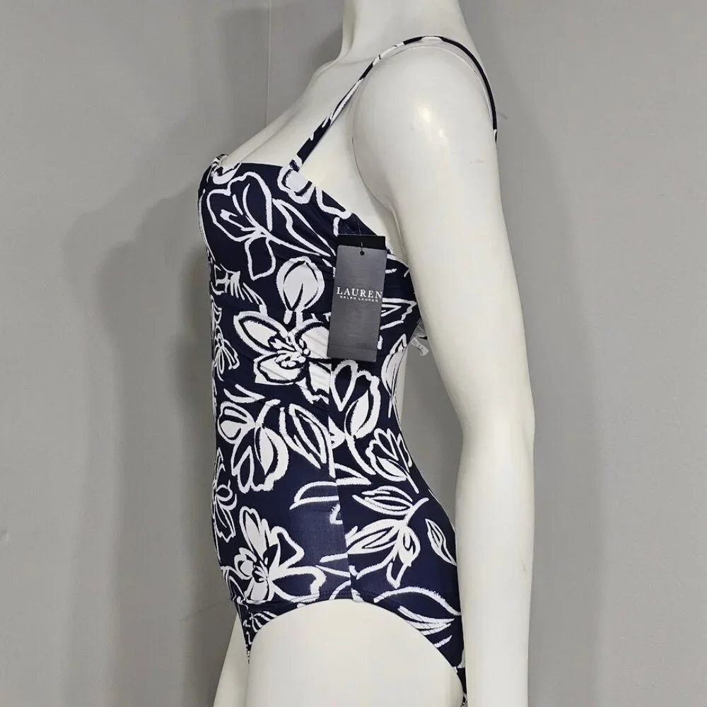 Lauren Ralph Lauren Floral-Print U-Wire One-Piece Swimsuit  Allora Floral - Picture 3 of 9